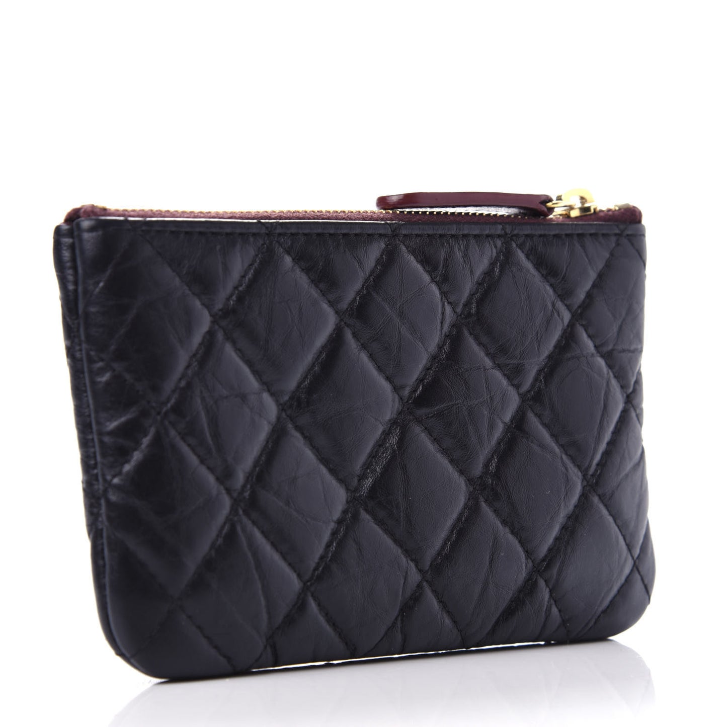 Aged Calfskin Quilted Small Reissue Cosmetic Case Black