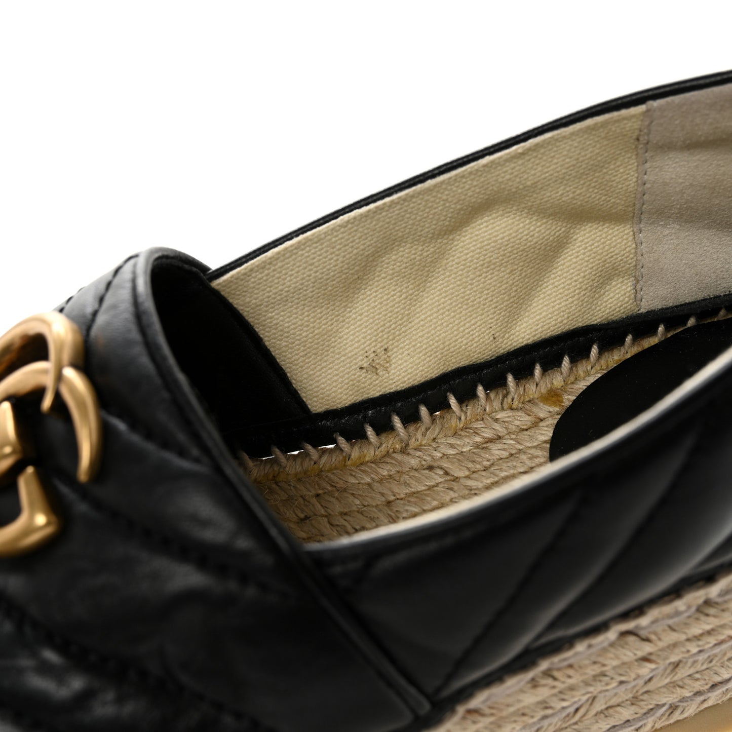 Nappa Matelasse GG Marmont Platform Espadrilles 35.5 Black