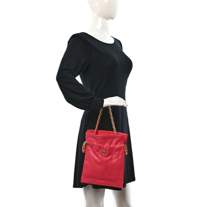 Chanel Calfskin Quilted Drawstring Bag Pink 2 of 9