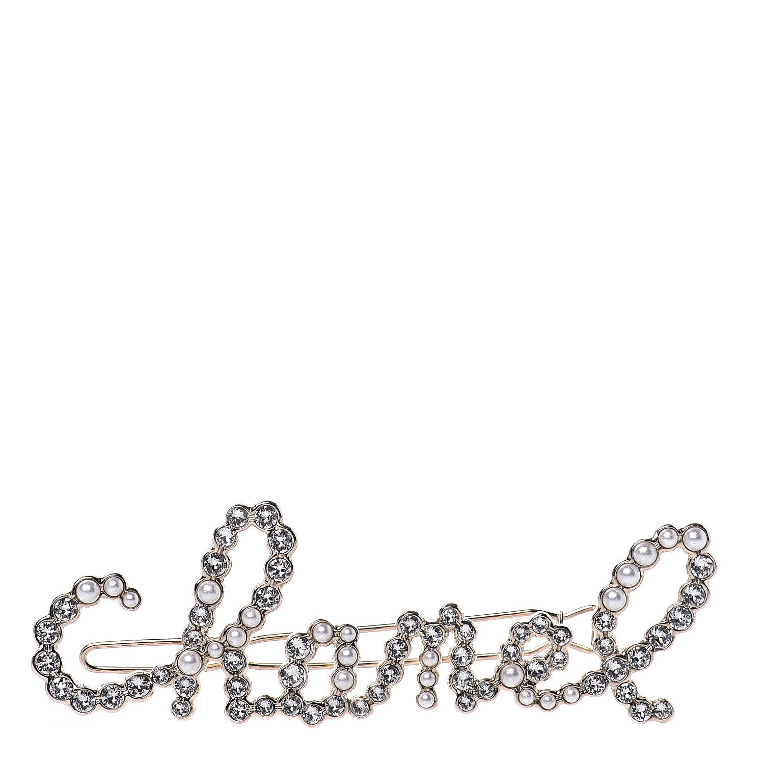 Chanel Metal Glass Swirling Pearls Hair Clip Gold 1 of 4