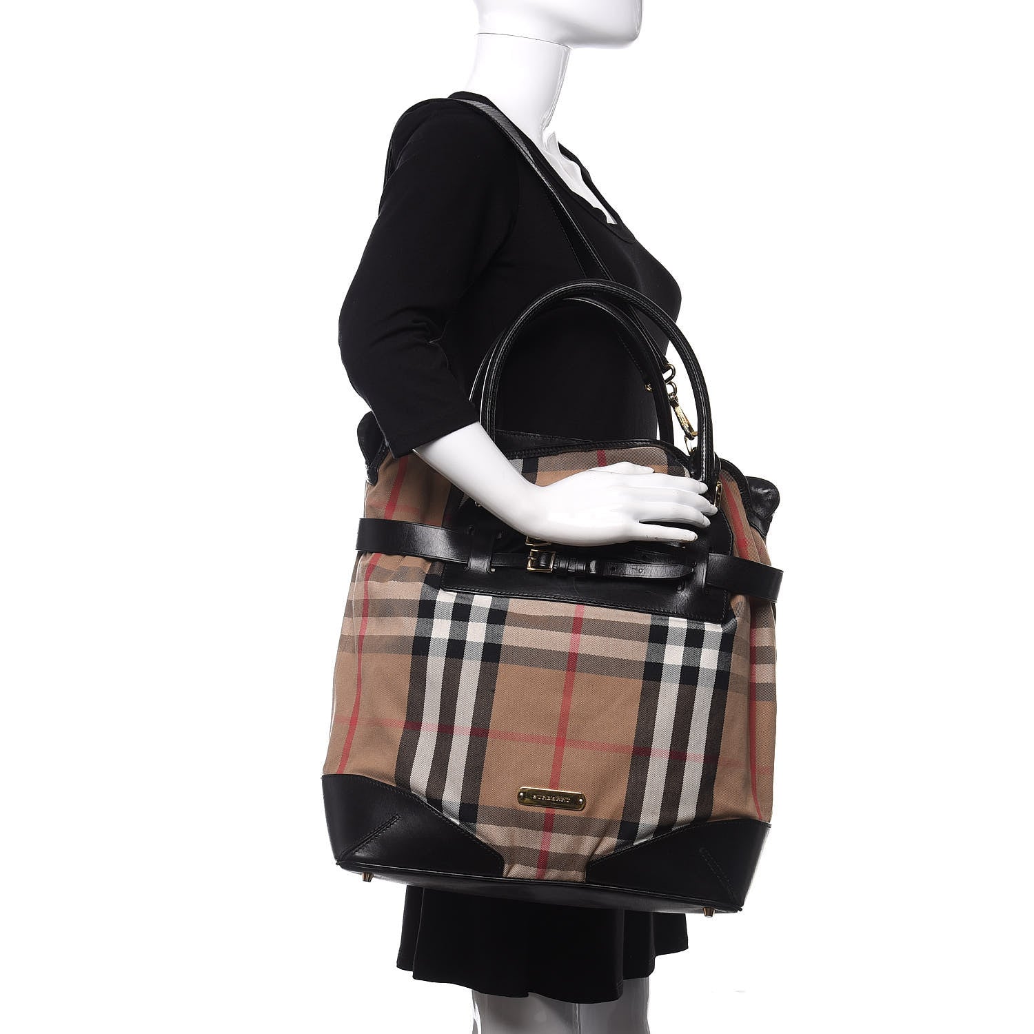 Burberry House Check Bridle Calfskin Medium Gosford Hobo Black 3 of 15