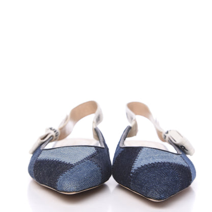 Christian Dior Denim Ribbon Patchwork J'Adior Slingback Ballet Flats 36 Deep Blue 2 of 8