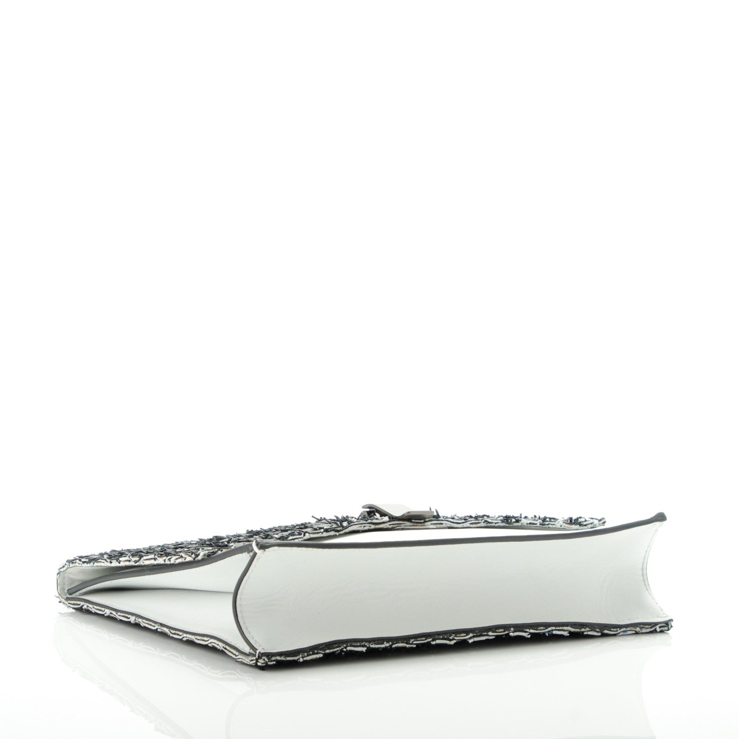 Proenza Schouler Lambskin Woven Small Lunch Bag Clutch Black White 4 of 7