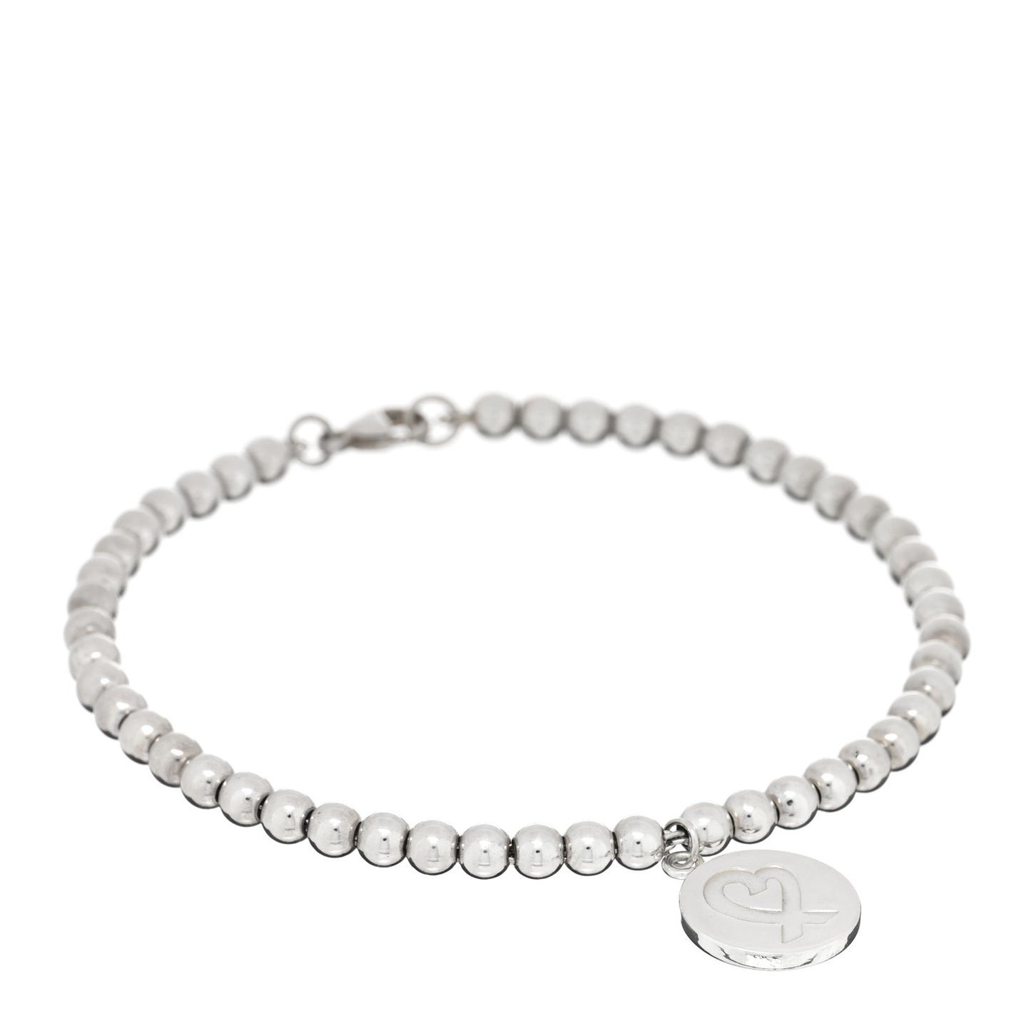 Sterling Silver 4mm Paloma Picasso Bead Loving Heart Tag Bracelet