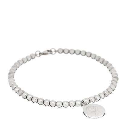 Tiffany Sterling Silver 4mm Paloma Picasso Bead Loving Heart Tag Bracelet 1 of 3