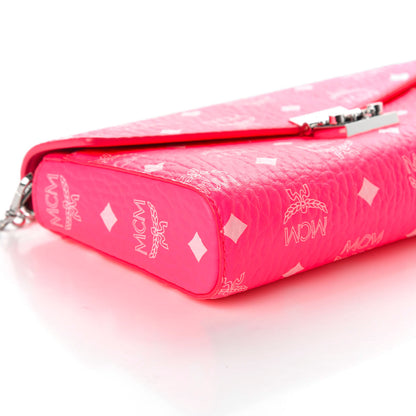 MCM Visetos Monogram Medium Millie Crossbody Bag Neon Pink 6 of 9