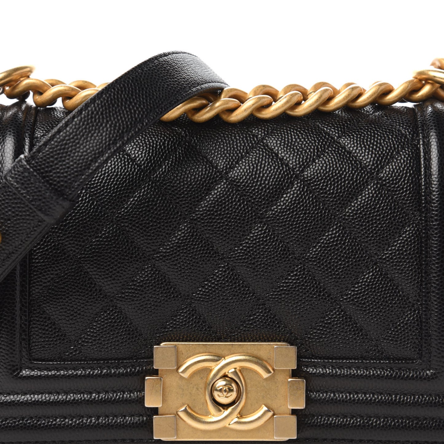 Caviar Quilted Small Boy Flap Black