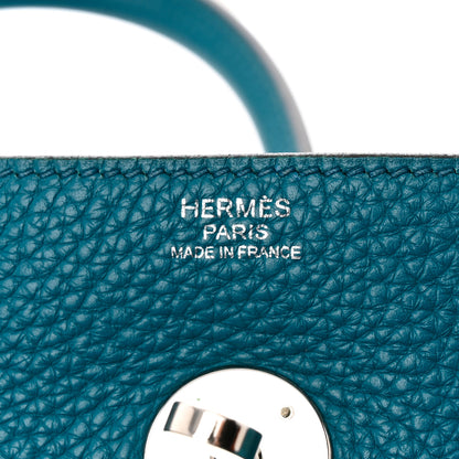 Hermes Taurillon Clemence Lindy 30 Bleu Paon 6 of 10