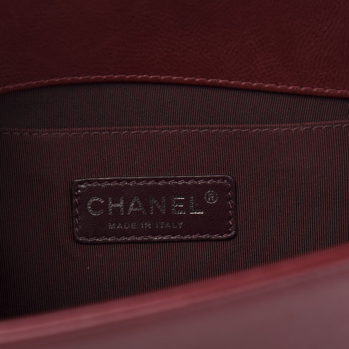 Calfskin Double Stitch Medium Boy Flap Burgundy