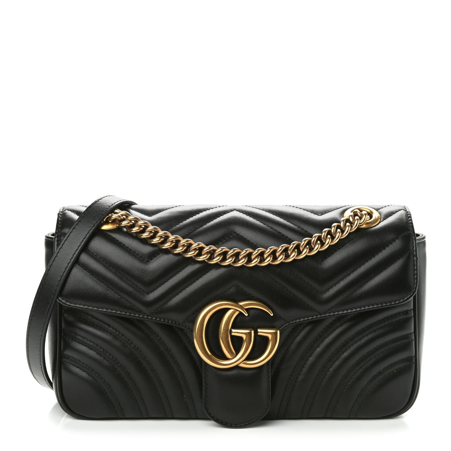Calfskin Matelasse Small GG Marmont Shoulder Bag Black