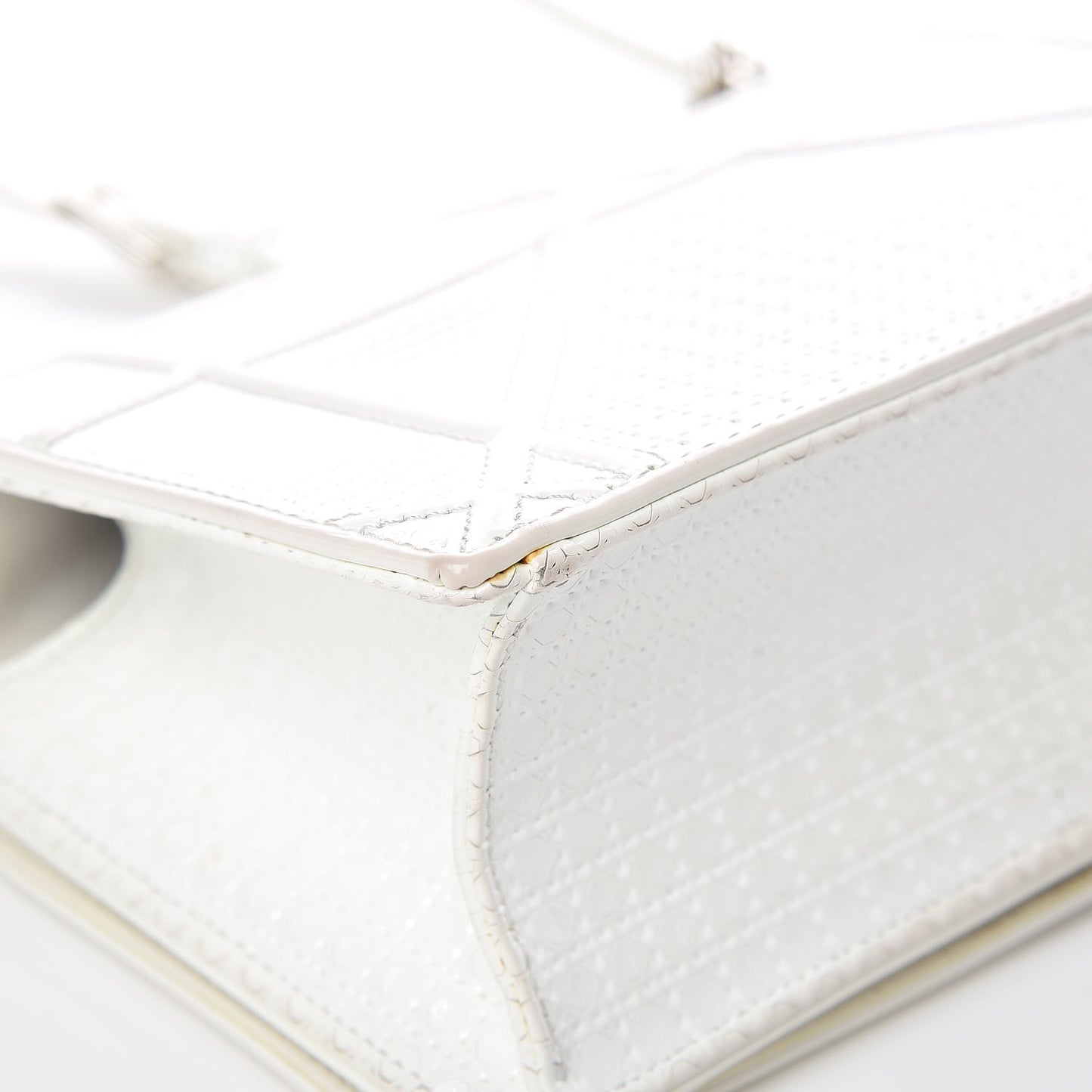 Patent Micro-Cannage Small Diorama Flap Bag White