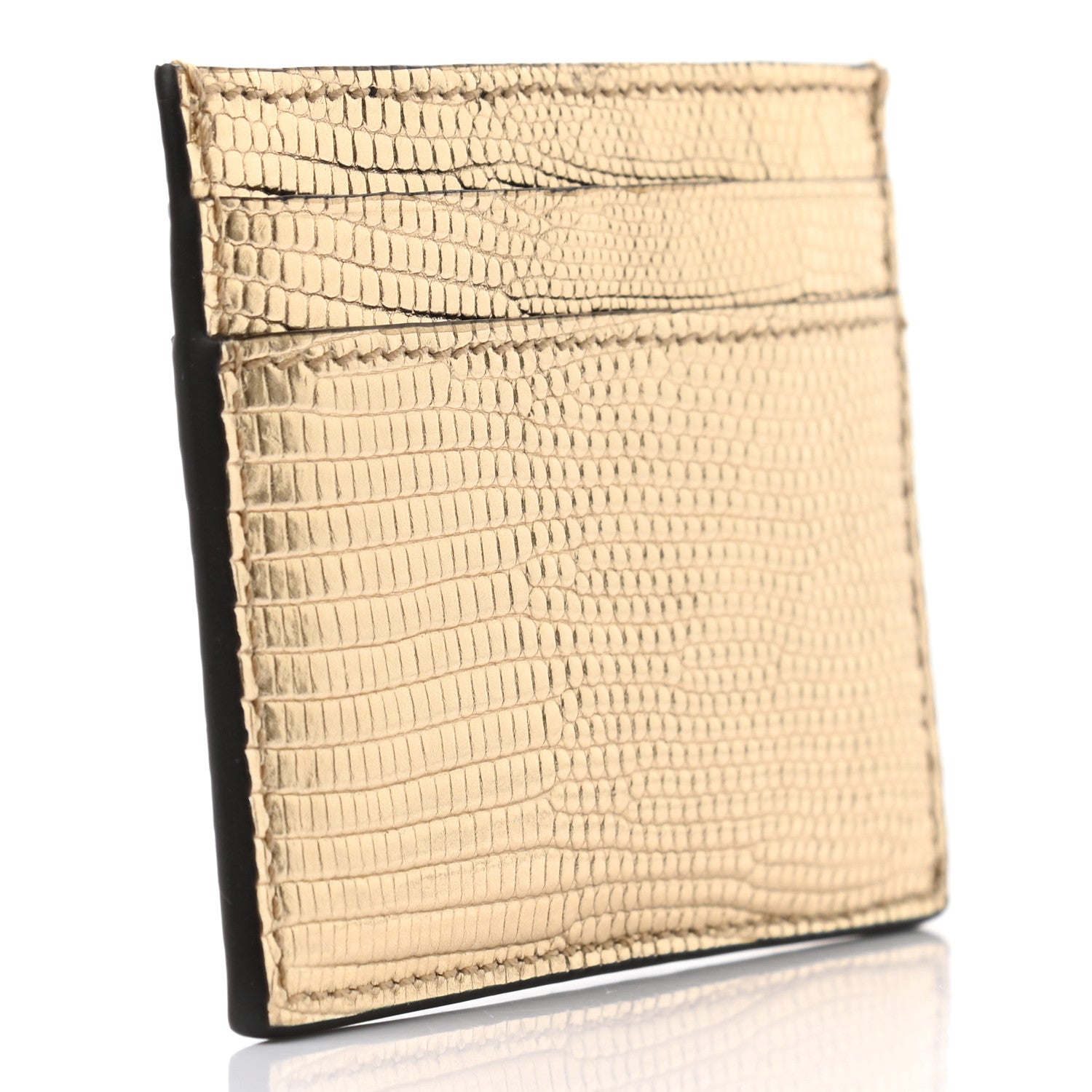 Gucci Laminated Lizard GG Marmont Card Holder Gold 3 of 6