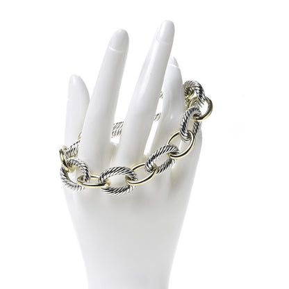 David Yurman Sterling Silver 18K Yellow Gold 17mm Extra Large Oval Link Bracelet 2 of 4