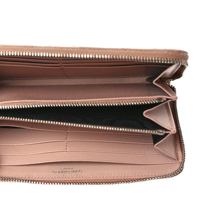 Saint Laurent Grain De Poudre Matelasse Chevron Monogram Zip Around Wallet Rose Poudre 5 of 9