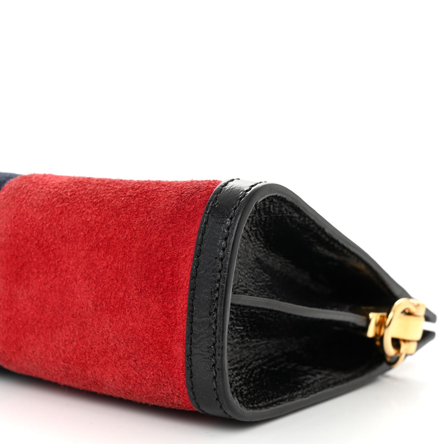 Suede Patent Web Small Ophidia Chain Shoulder Bag Hibiscus Red Black