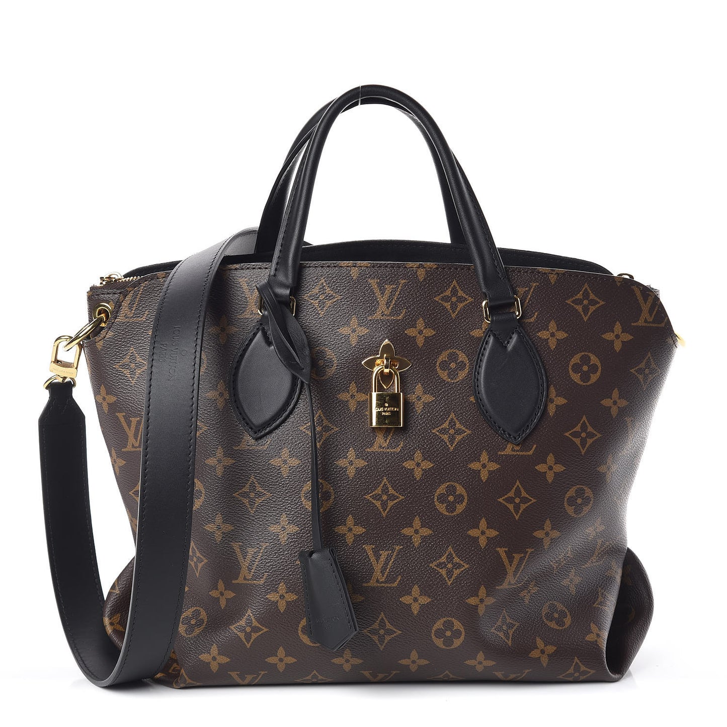 Monogram Flower Zipped Tote MM Black
