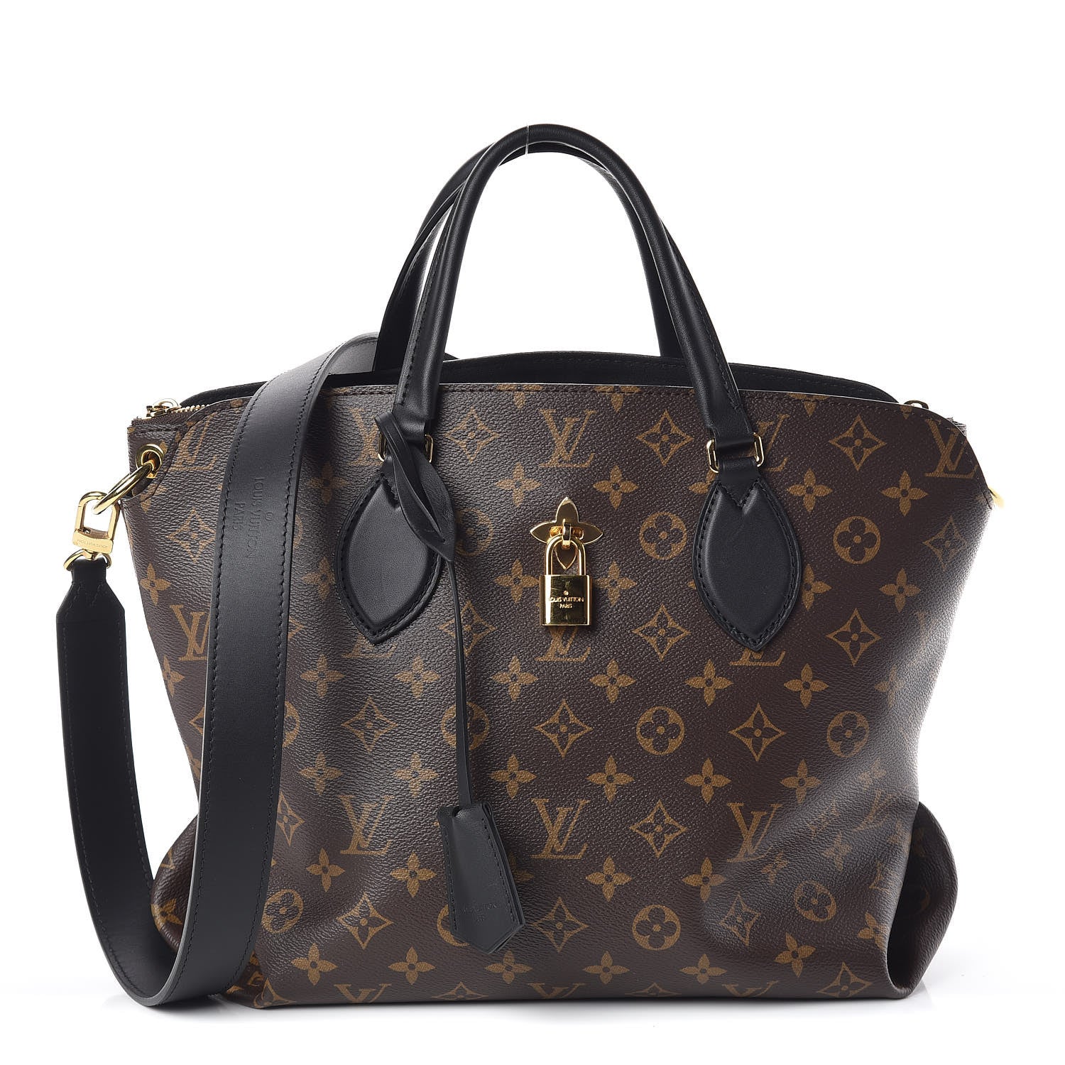 Louis Vuitton Monogram Flower Zipped Tote MM Black 1 of 9