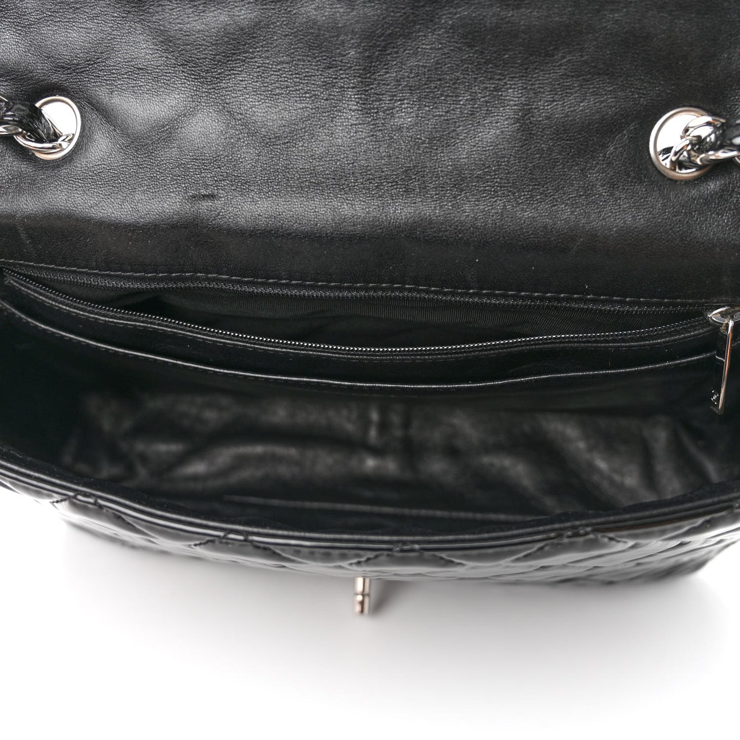 Patent Quilted Jumbo Single Flap Black