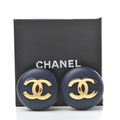 Chanel CC Clip On Earrings Navy Gold 6 of 6