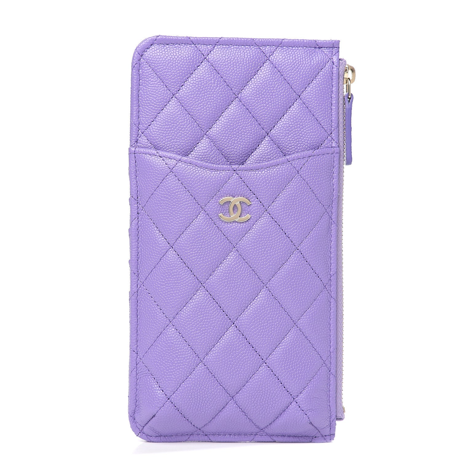 Chanel Caviar Quilted Classic Flat Wallet Pouch Purple 1 of 7