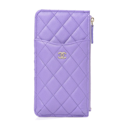 Chanel Caviar Quilted Classic Flat Wallet Pouch Purple 1 of 7