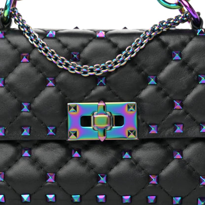 Valentino Garavani Lambskin Oil Slick Small Rockstud Spike Shoulder Bag Black 7 of 13