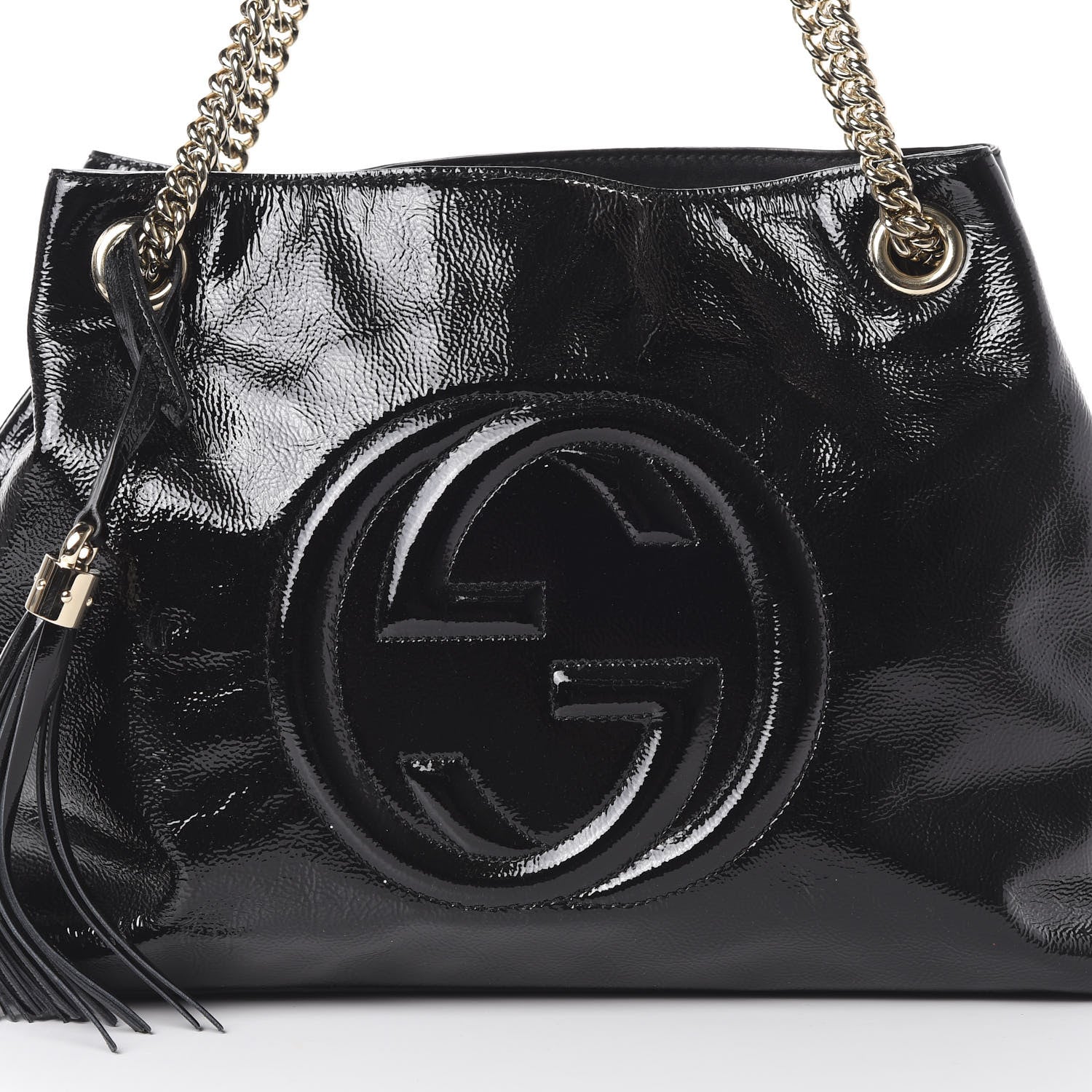 Gucci Patent Medium Soho Chain Shoulder Bag Black 7 of 9