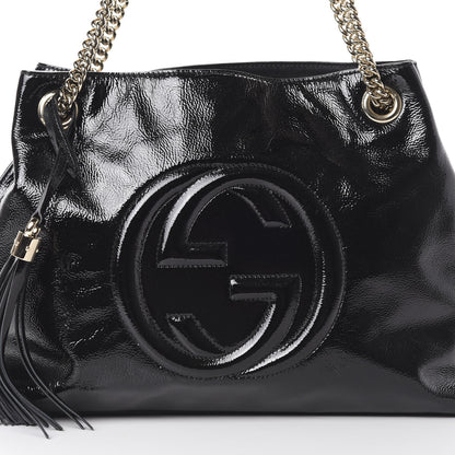 Gucci Patent Medium Soho Chain Shoulder Bag Black 7 of 9