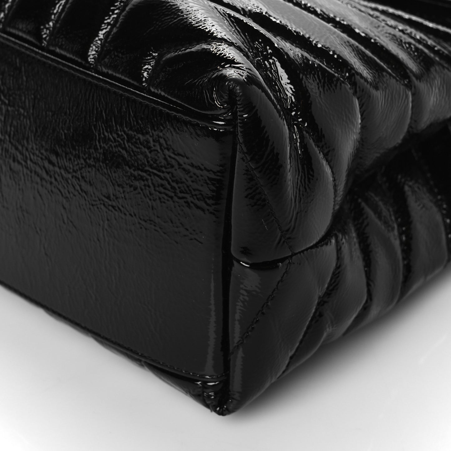 Patent Y Quilted Monogram Medium Loulou Chain Satchel Black