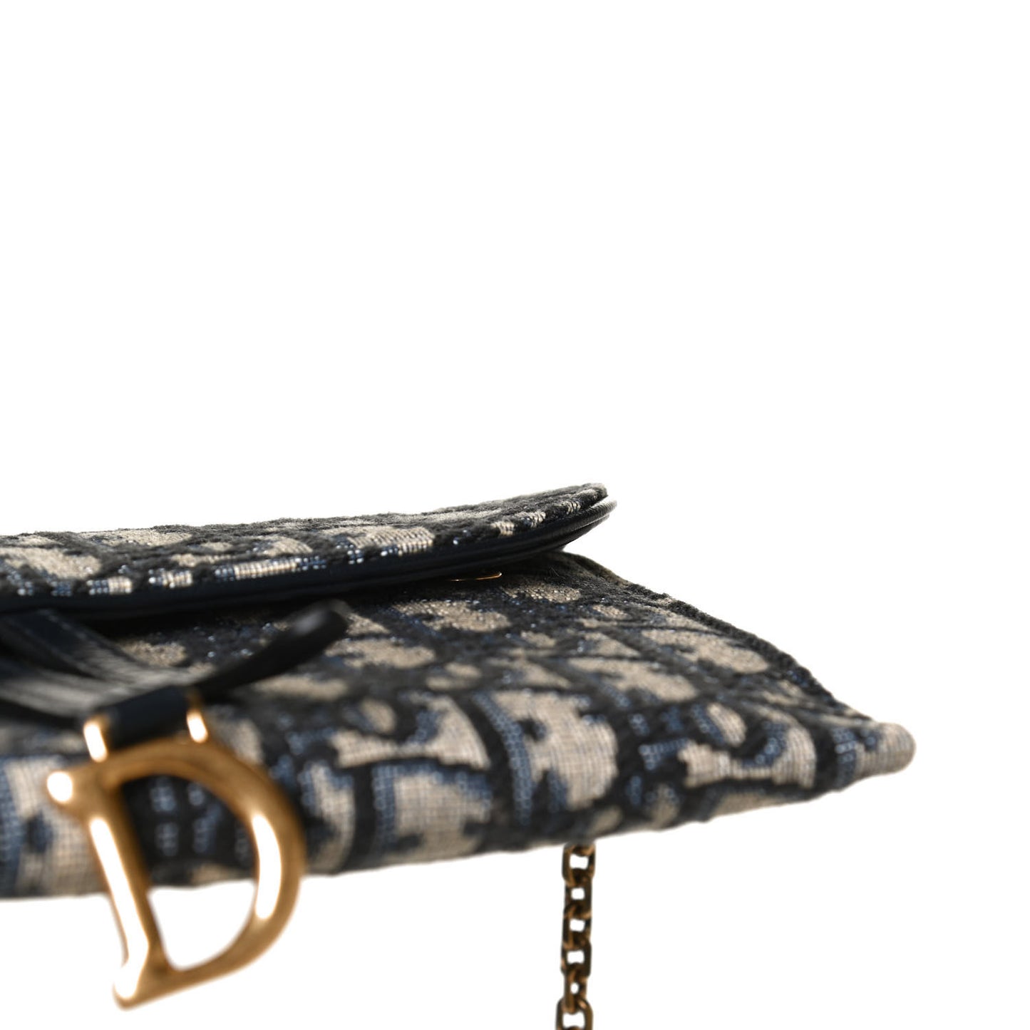 Oblique Saddle Chain Long Wallet Blue