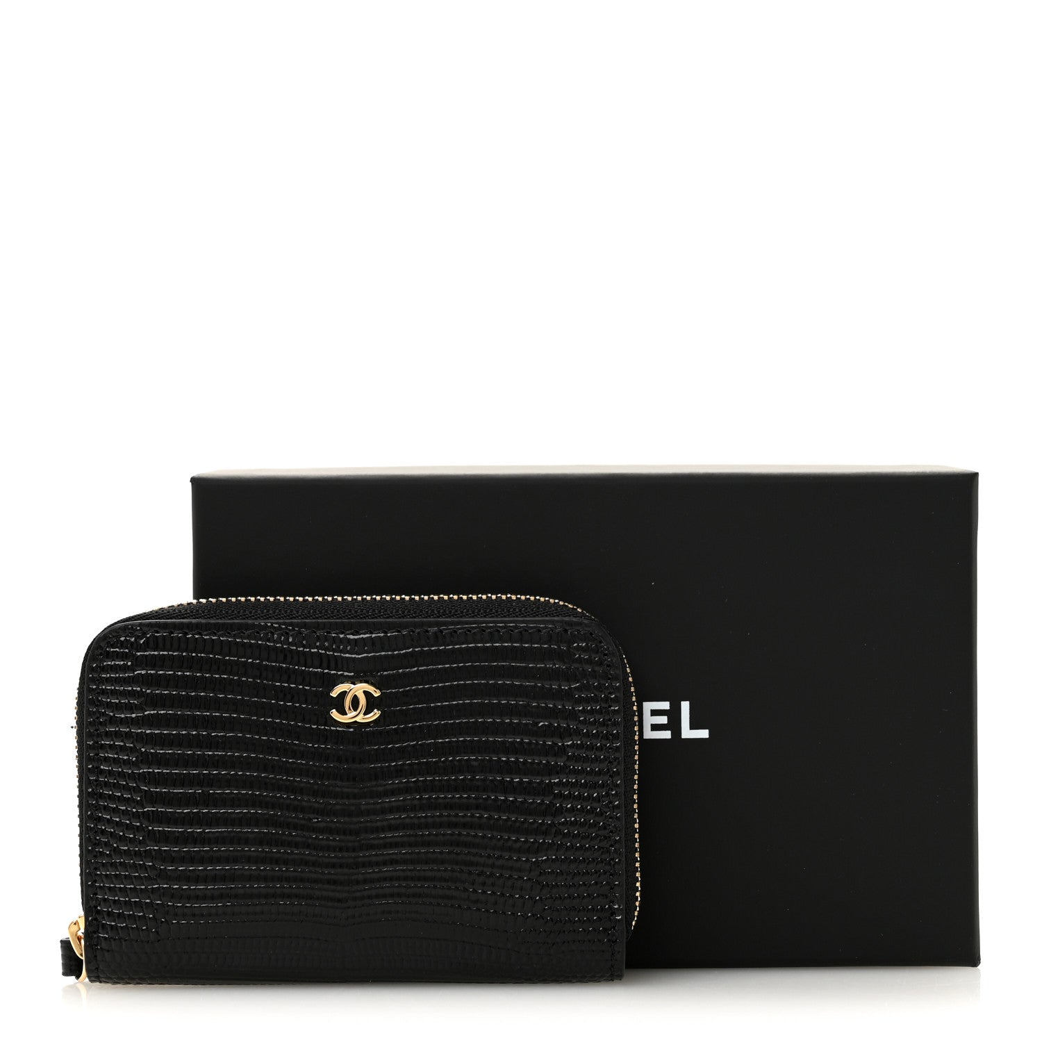 Chanel Calfskin Lizard Embossed Crococo Coin Purse Black 8 of 8