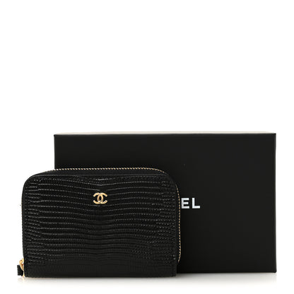Chanel Calfskin Lizard Embossed Crococo Coin Purse Black 8 of 8