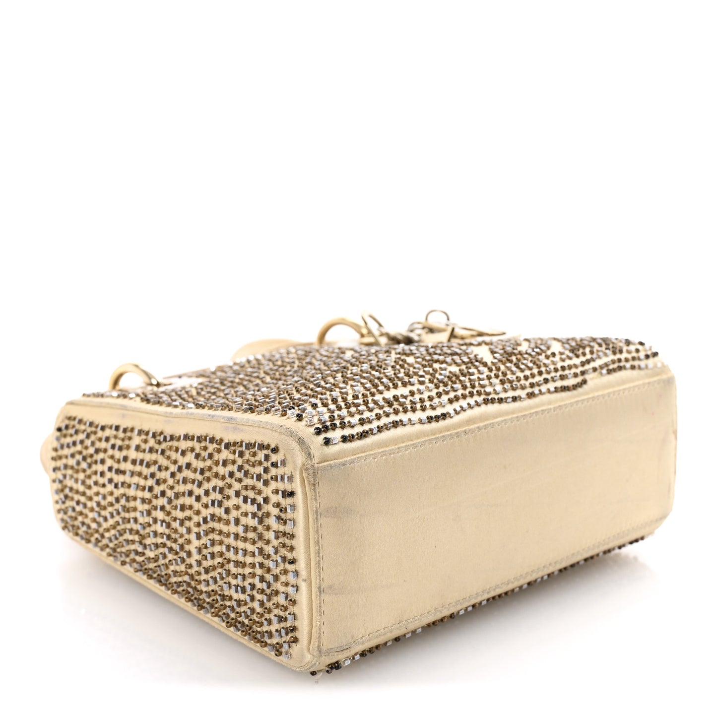 Satin Beaded Mini Lady Dior Gold