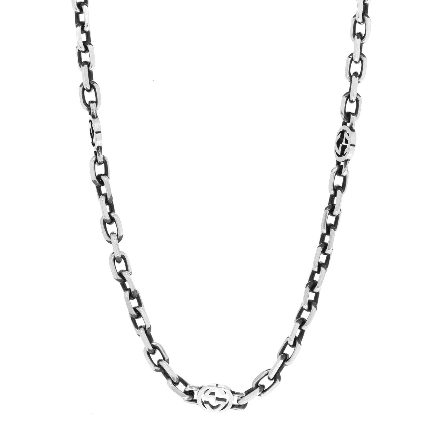 Sterling Silver Interlocking GG Chain Necklace