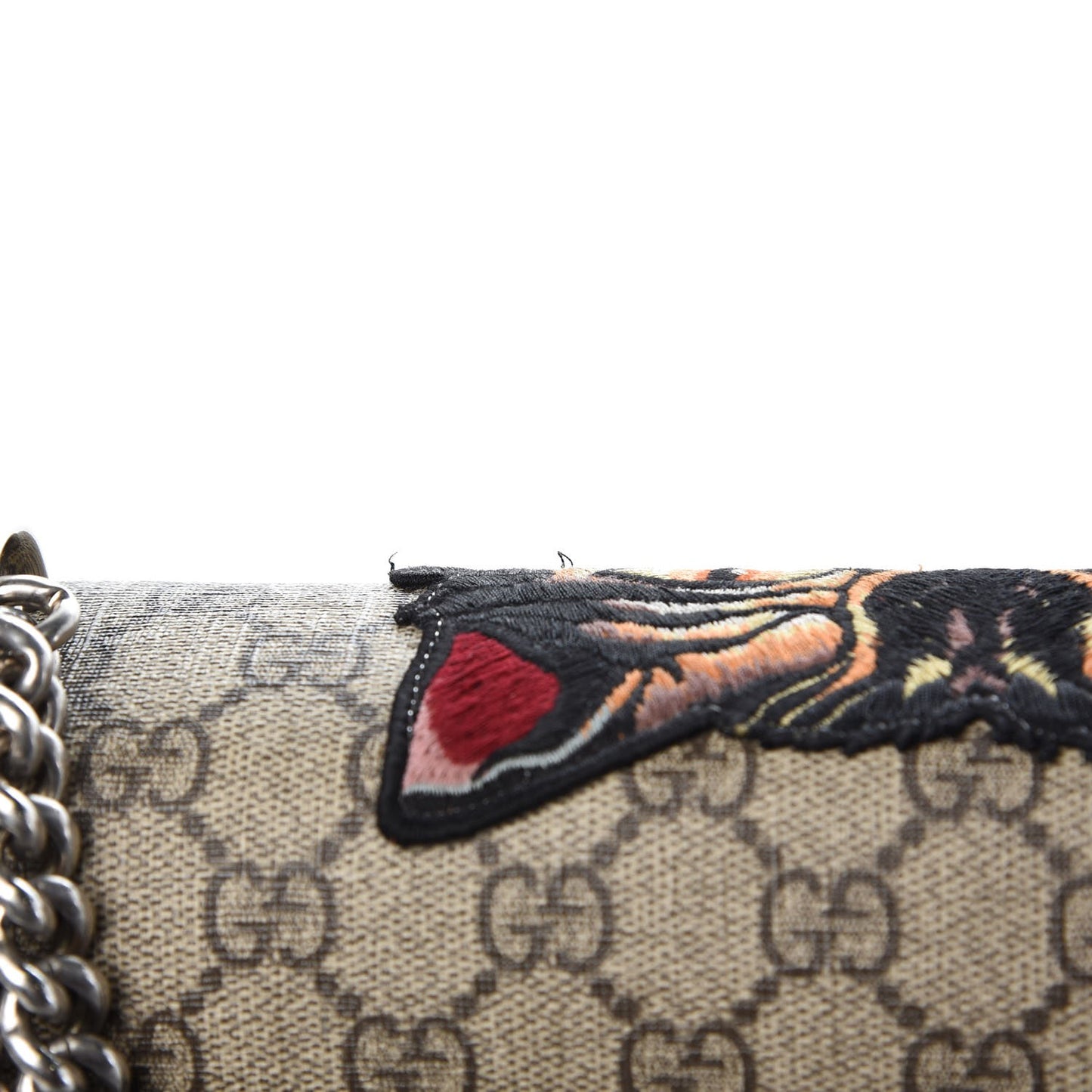 GG Supreme Monogram Angry Cat Embroidered Medium Dionysus Shoulder Bag Beige Ultramarine