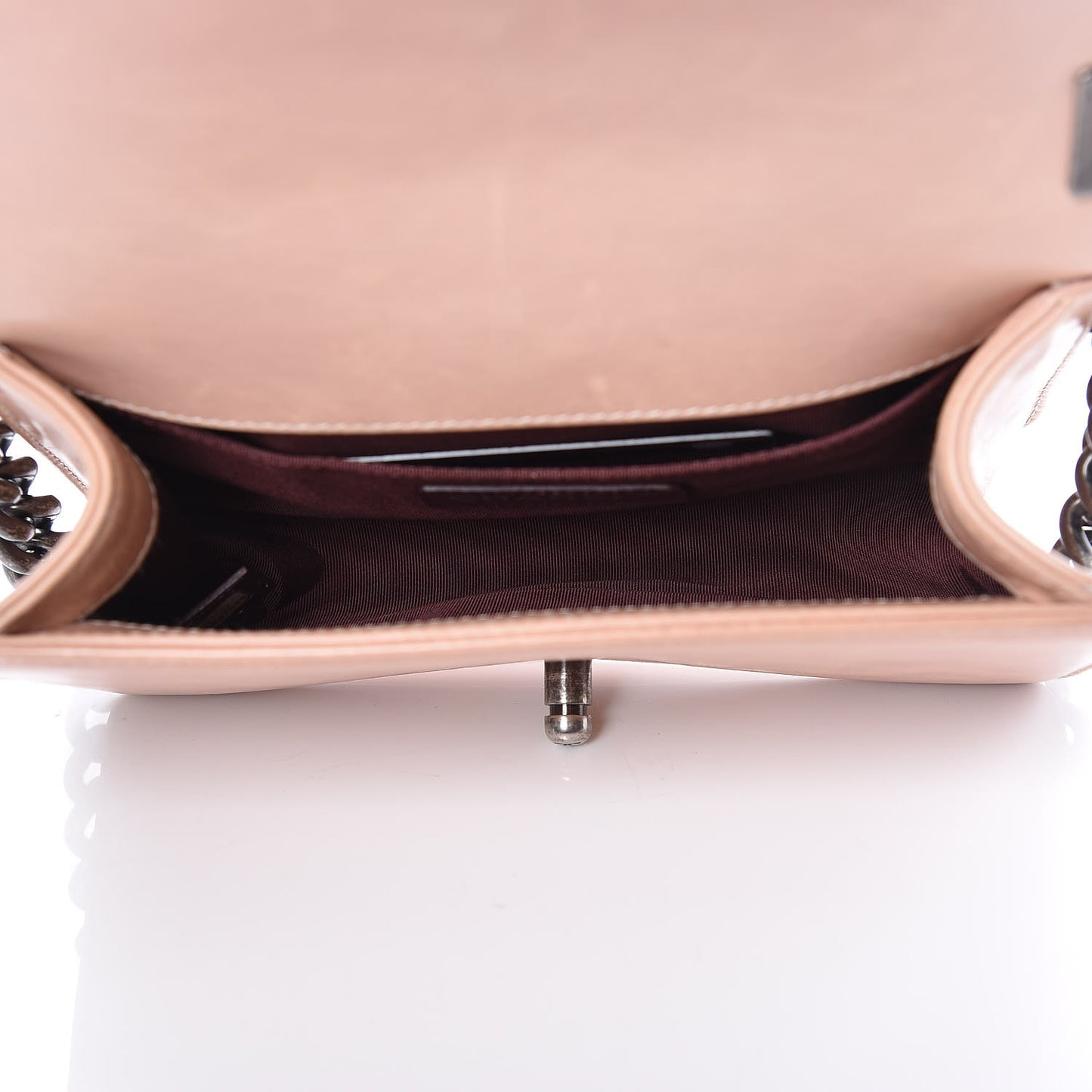 Glazed Calfskin Small Boy Chained Flap Pink