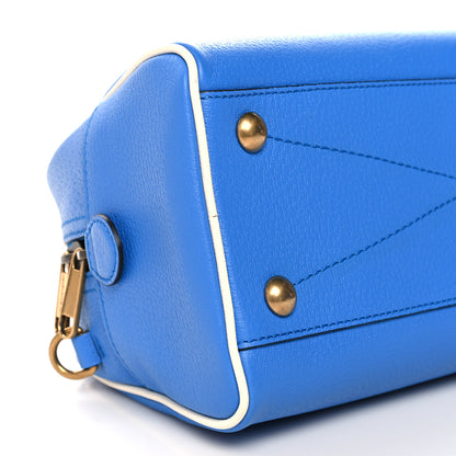 Gucci X ADIDAS Textured Dollar Calfskin Web Trefoil Logo Embossed Mini Bowling Bag Blue 9 of 10