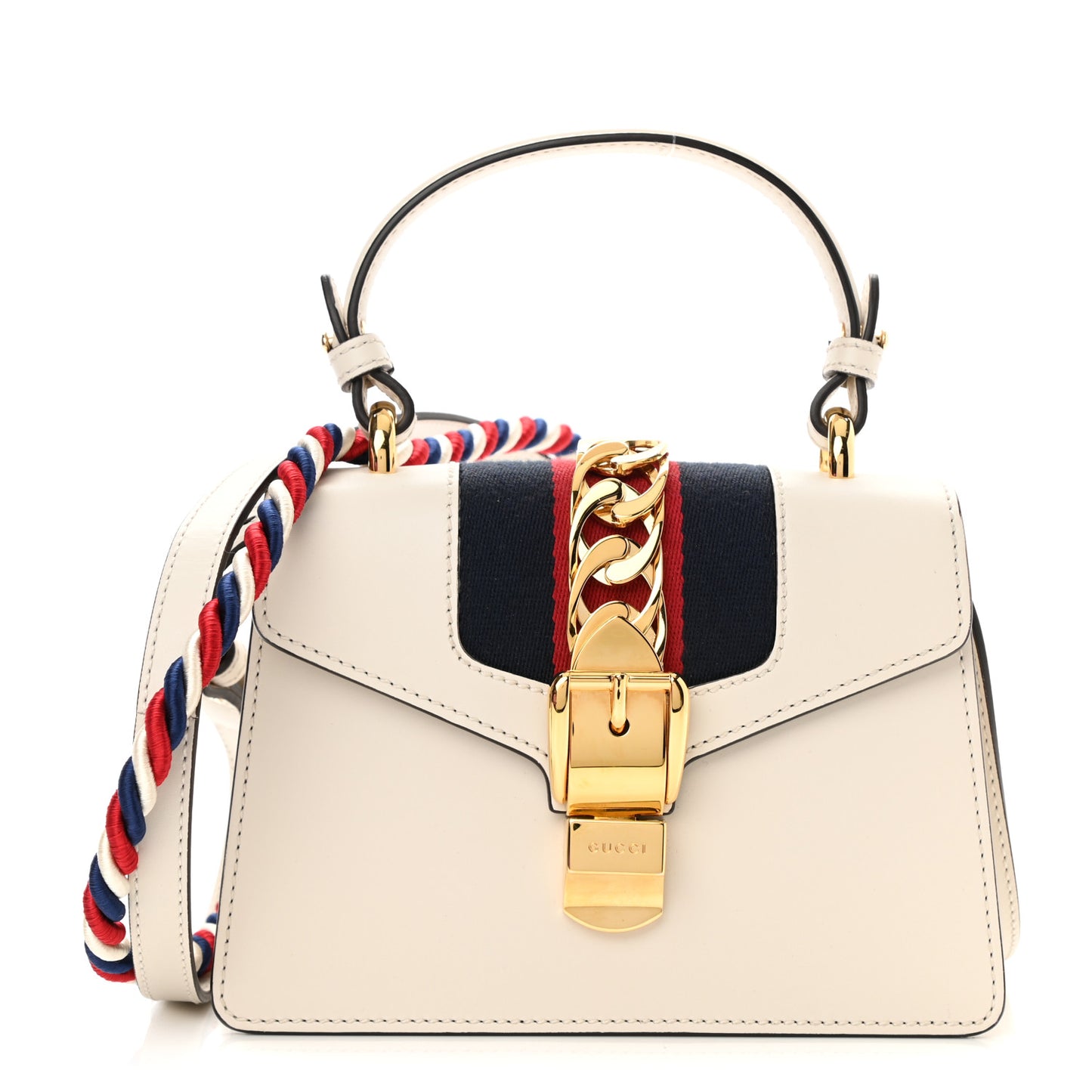 Calfskin Mini Sylvie Top Handle Bag White