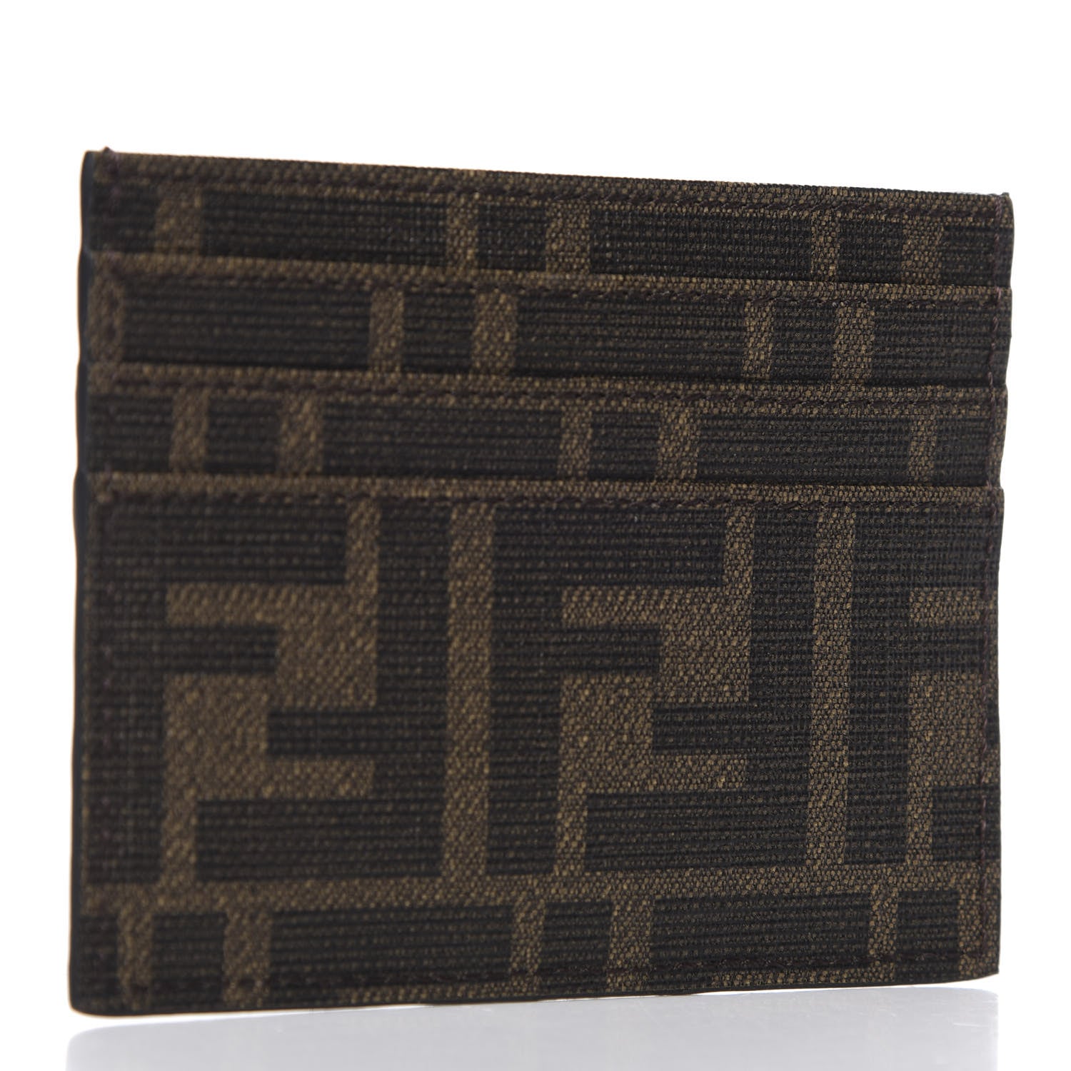 Fendi Glazed Fabric FF 1974 Roma Amor Card Holder Tobacco Limone 3 of 7