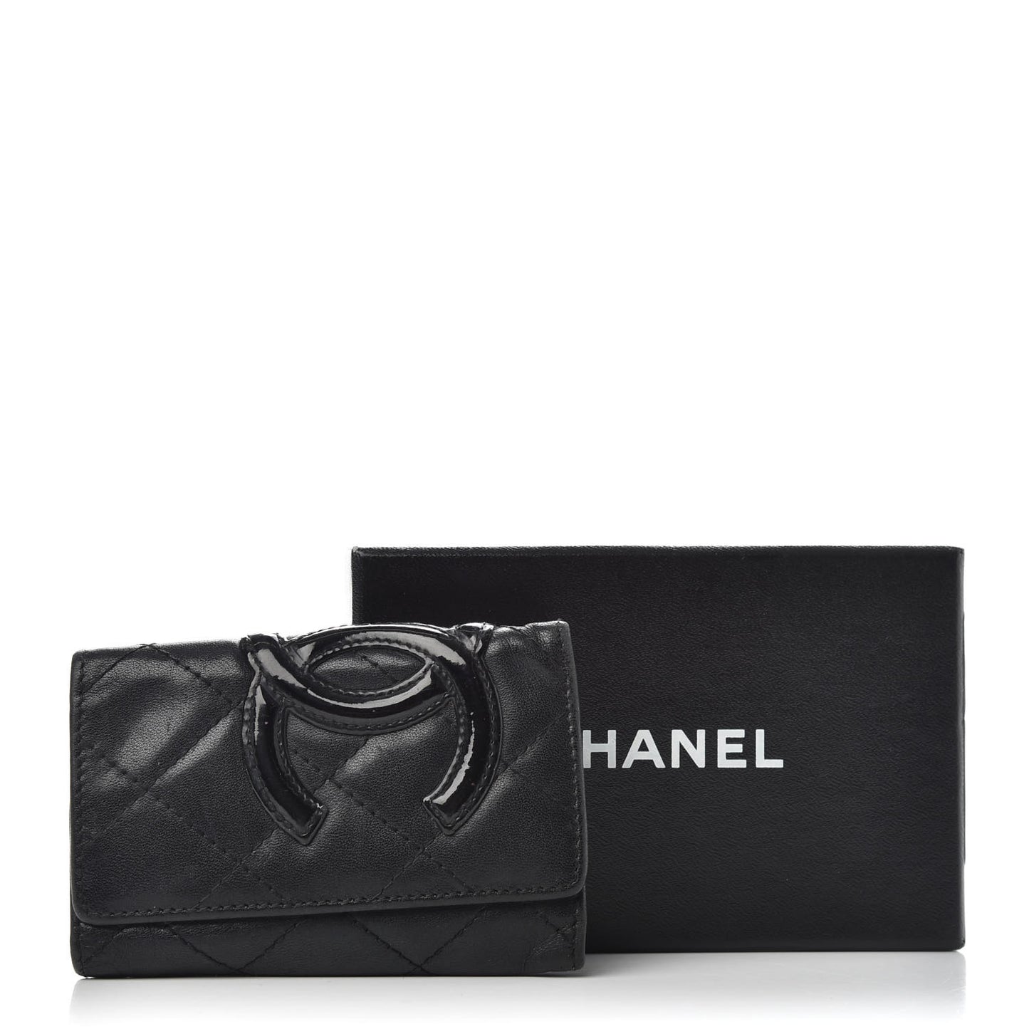 Calfskin Quilted Cambon 6 Key Holder Black