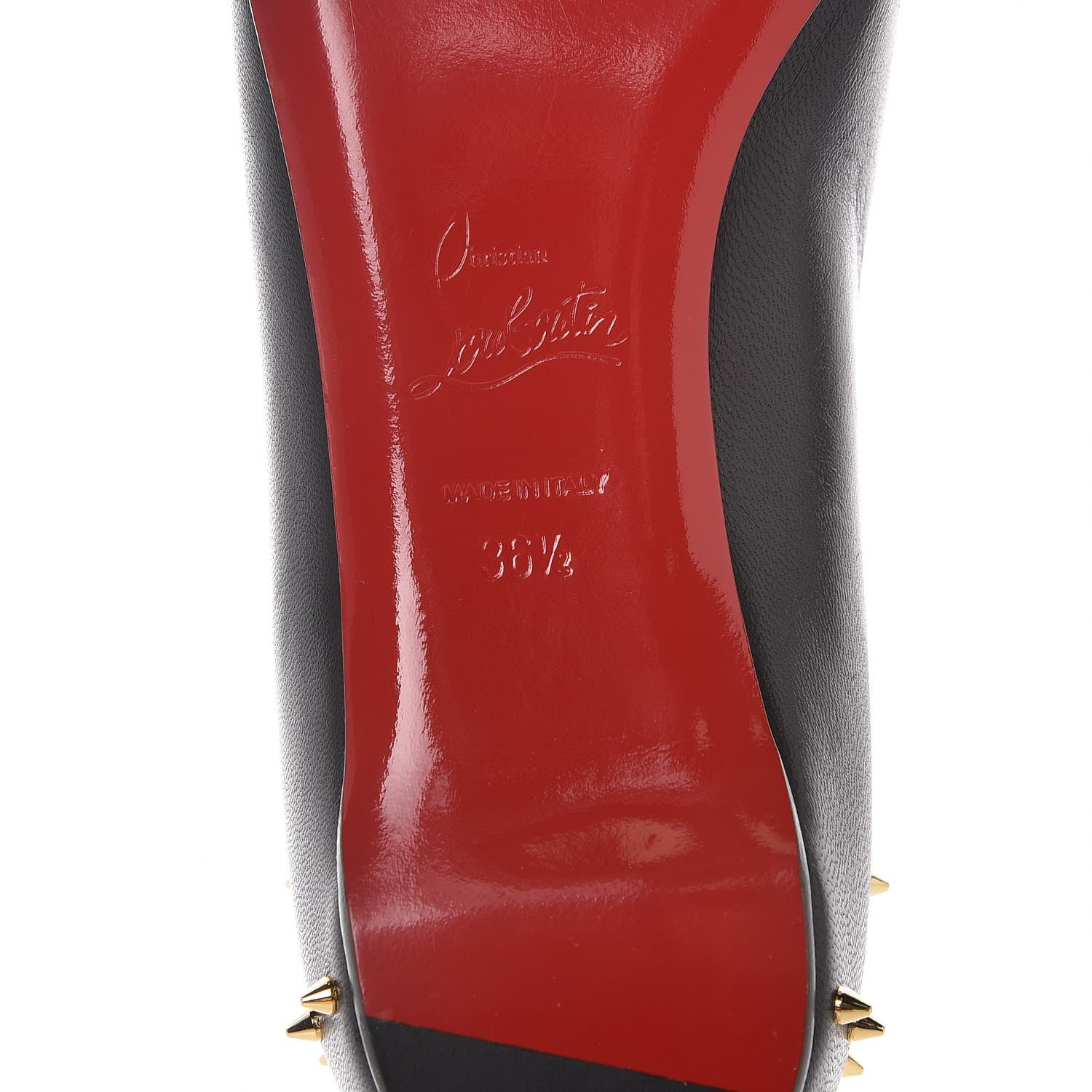 Christian Louboutin Nappa Goldoflat Spikes Flats 36.5 Black 6 of 7