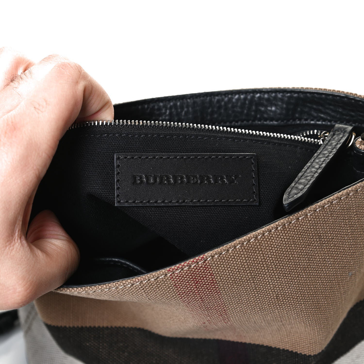 Burberry Mega Check Grainy Calfskin Small Gowan Messenger Bag Black 6 of 17