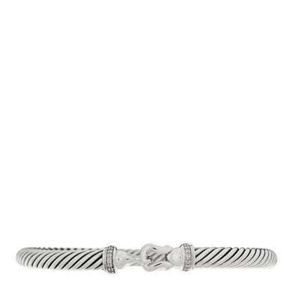 David Yurman Sterling Silver Diamond 5mm Cable Buckle Bracelet 1 of 3