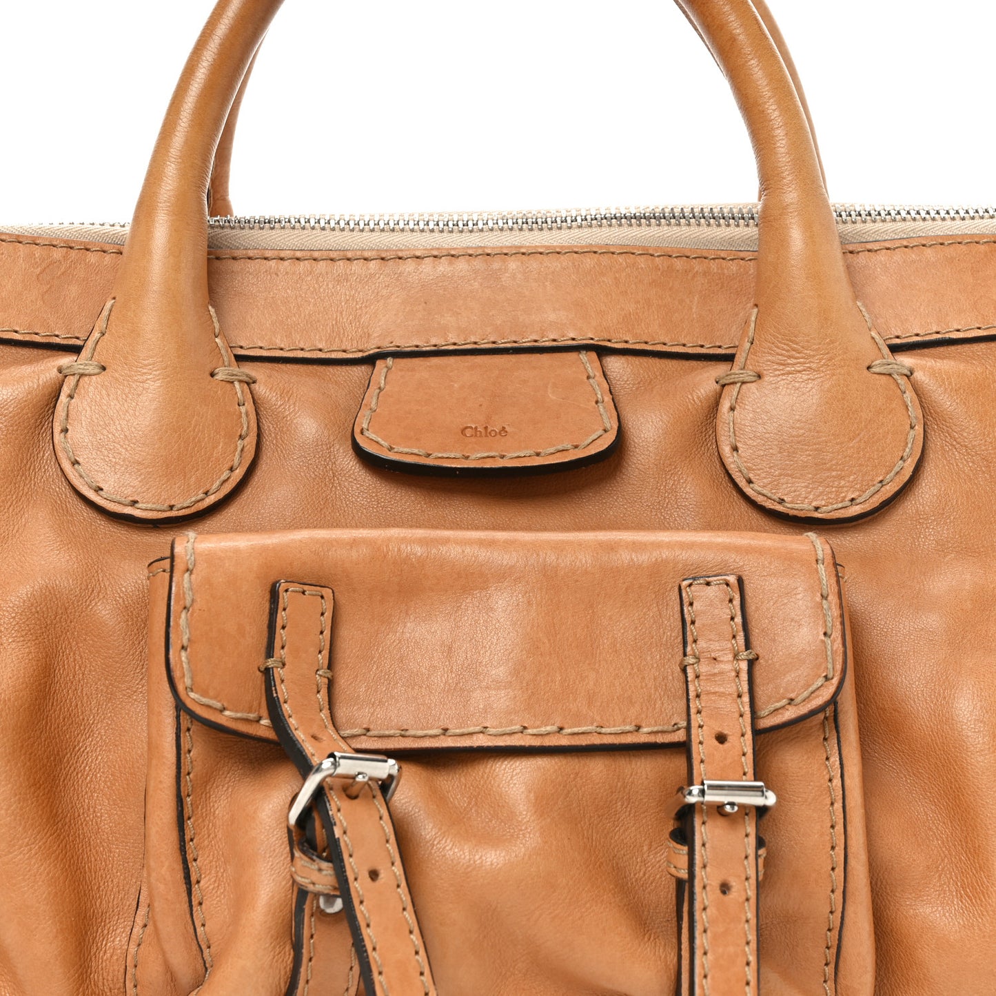 Calfskin Edith Satchel Beige