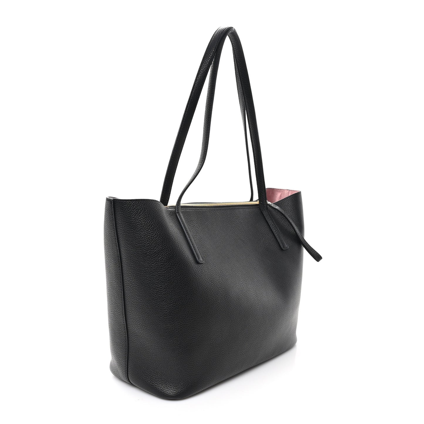 Grainy Calfskin Gancio City Tote Black