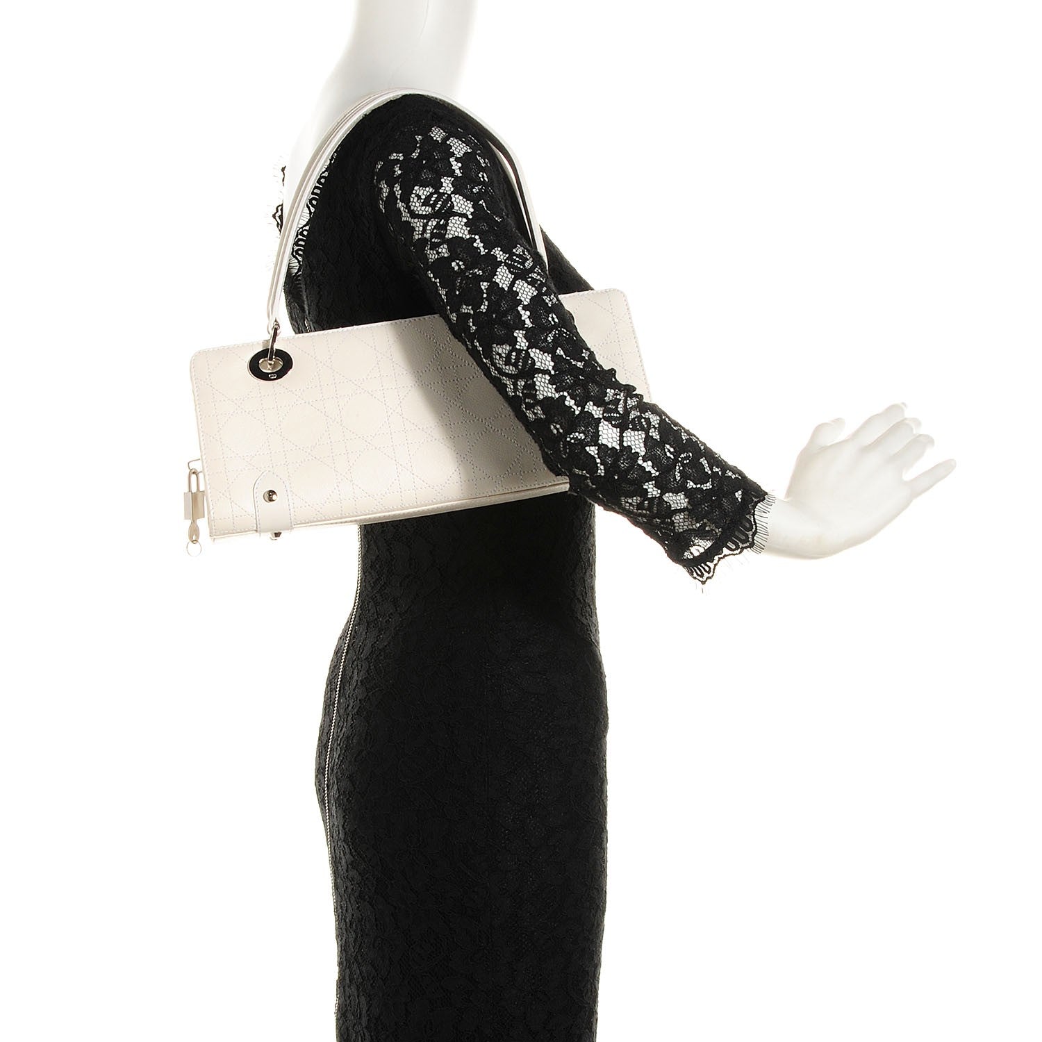 Christian Dior Calfskin Cannage Stitched East West Lady Dior White 2 of 9