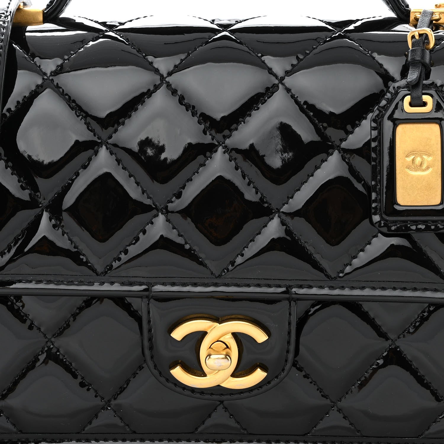 Chanel Patent Quilted Small School Memory Top Handle Flap Black 8 of 12