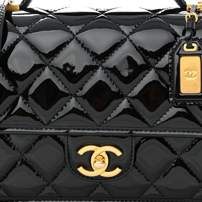 Chanel Patent Quilted Small School Memory Top Handle Flap Black 8 of 12