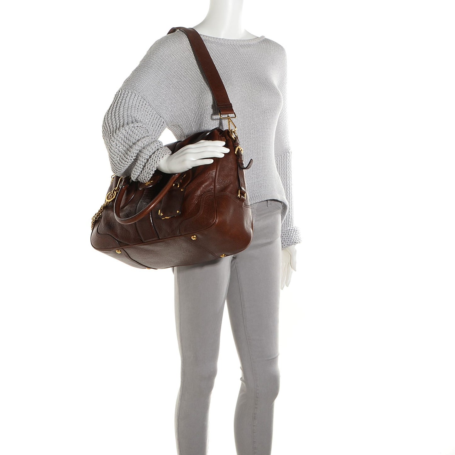 Cervo Deerskin Animalier Large Satchel Cacao
