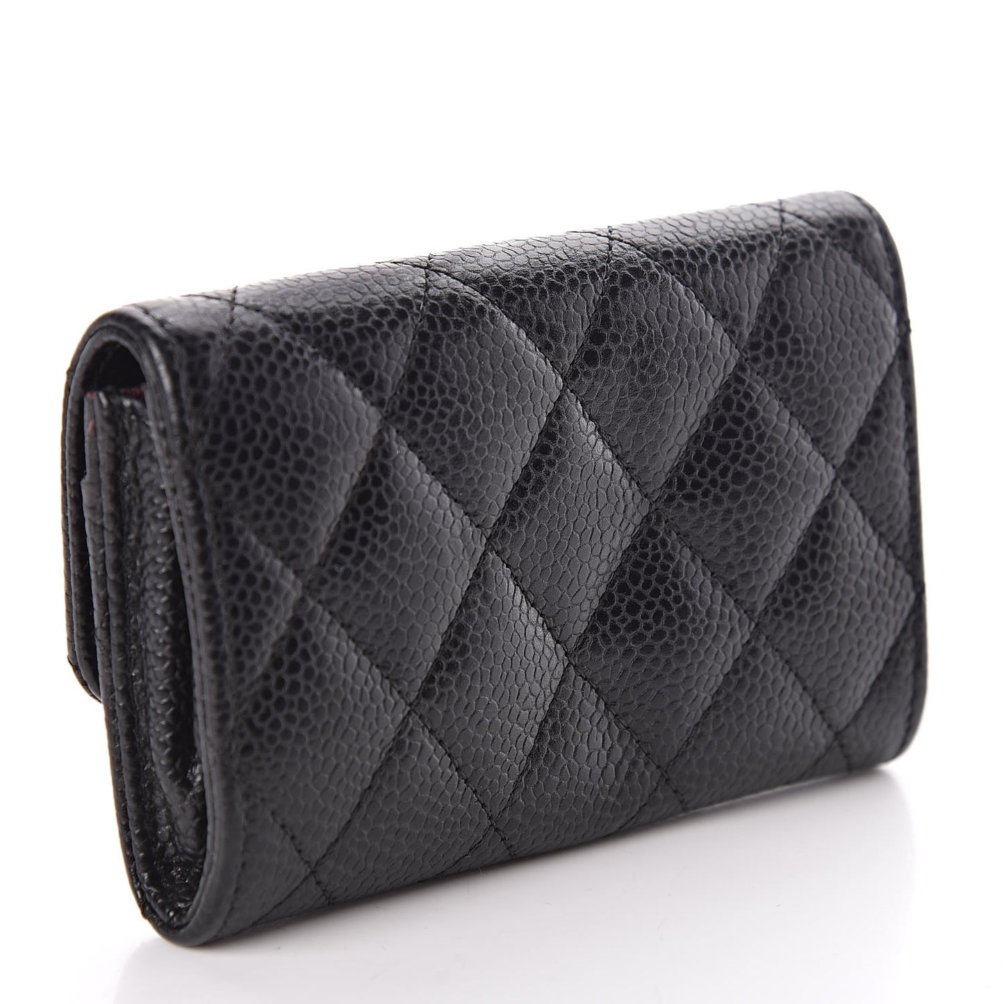 Caviar Quilted Flap Card Holder Black